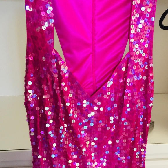 Hot Pink Sequins Dress Worn 1 Time by Kiana Tom - Picture 2 of 6